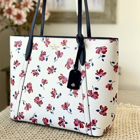 Kate Spade Cara Tea Garden Toss Large Tote White - Picture 2 of 7